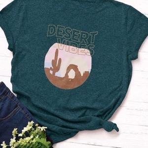 'Desert Vibes' Teal Graphic Shortsleeve T Shirt